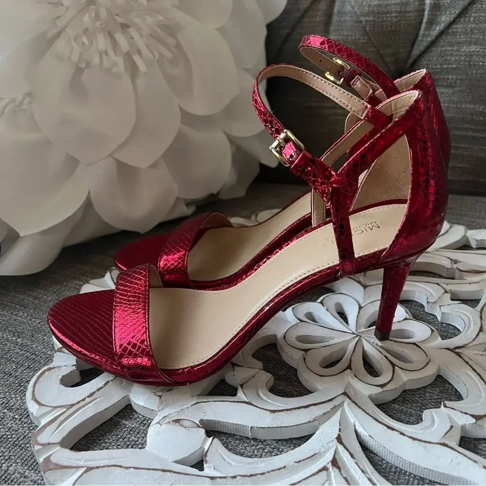 Michael Kors Red Leather High Heels Women’s 8 NEW